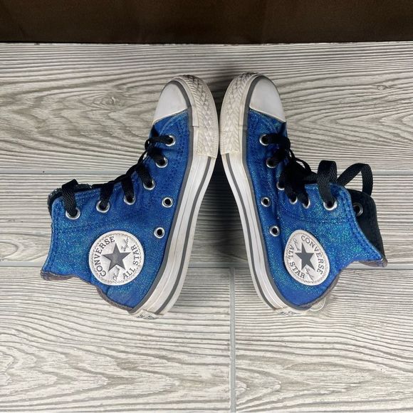 Converse Chuck Taylor Al-Star Sparkle Blue High-Top Sneaker Shoe Sneaker Kids 11 - Picture 5 of 9